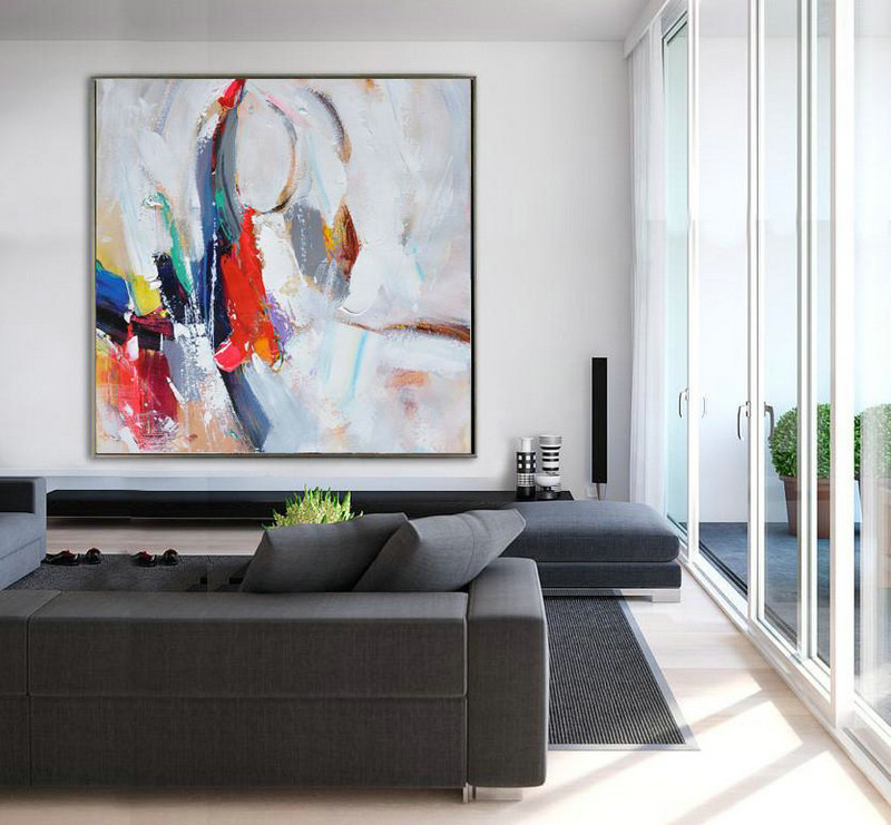 Extra Large Canvas Art,Oversized Palette Knife Painting Contemporary Art On Canvas,Hand-Painted Canvas Art,Blue,Red,White,Yellow,Purple.etc